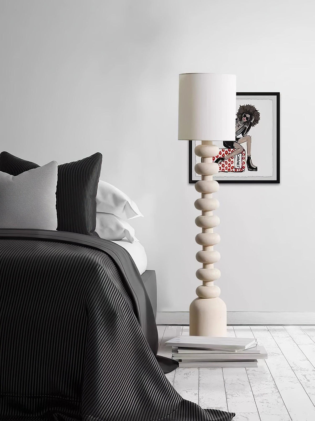 Khev Moderne vloerlamp met stoffen kap