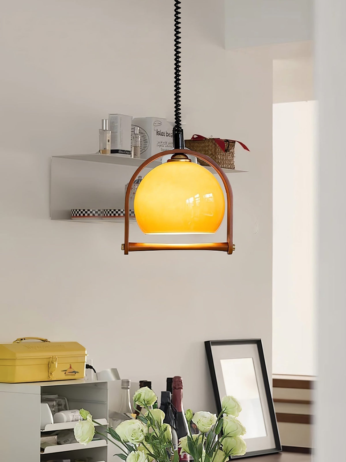 Cesilarae Premium Noordse kunst glas hout hanglamp