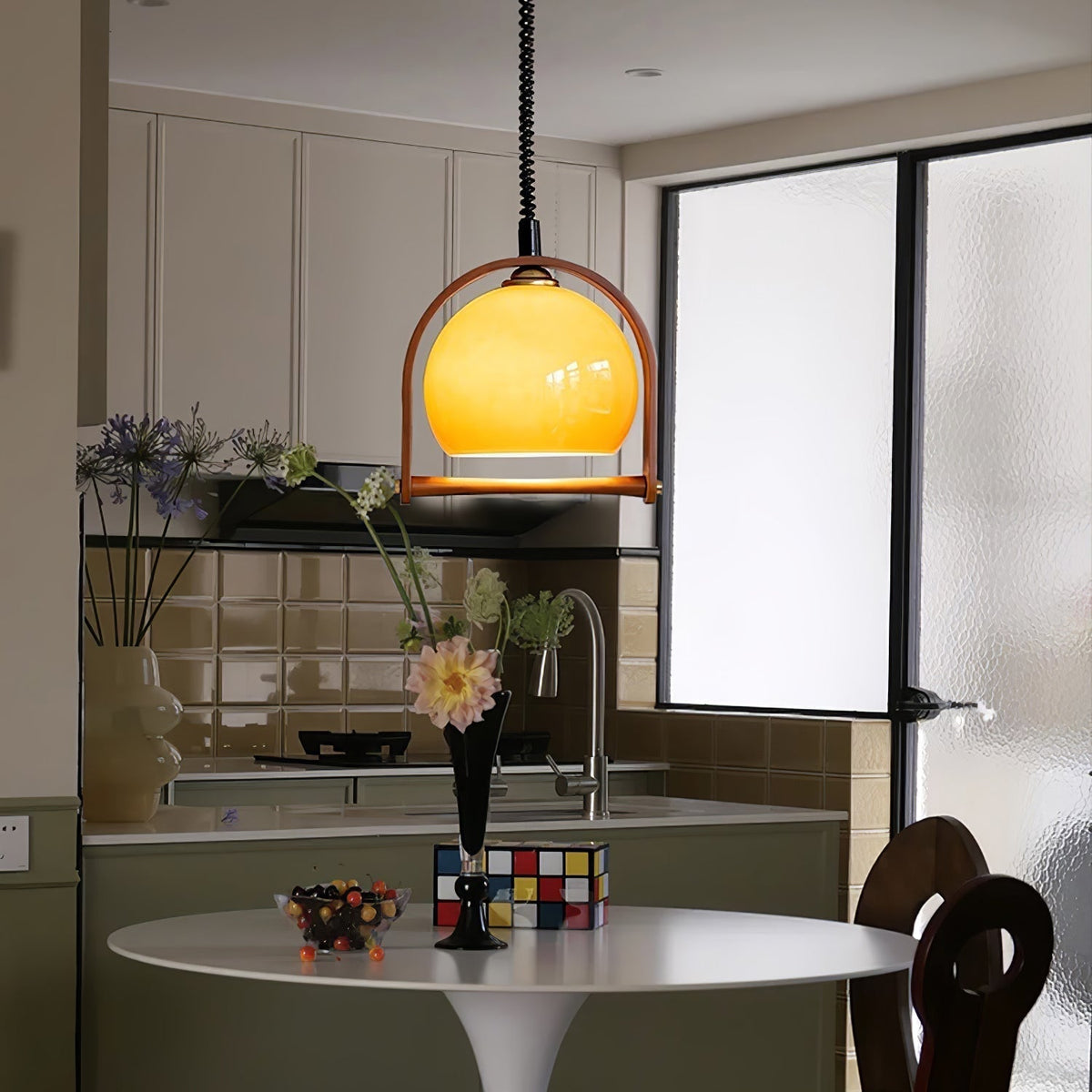 Cesilarae Premium Noordse kunst glas hout hanglamp