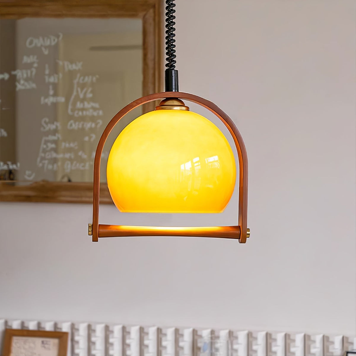Cesilarae Premium Noordse kunst glas hout hanglamp
