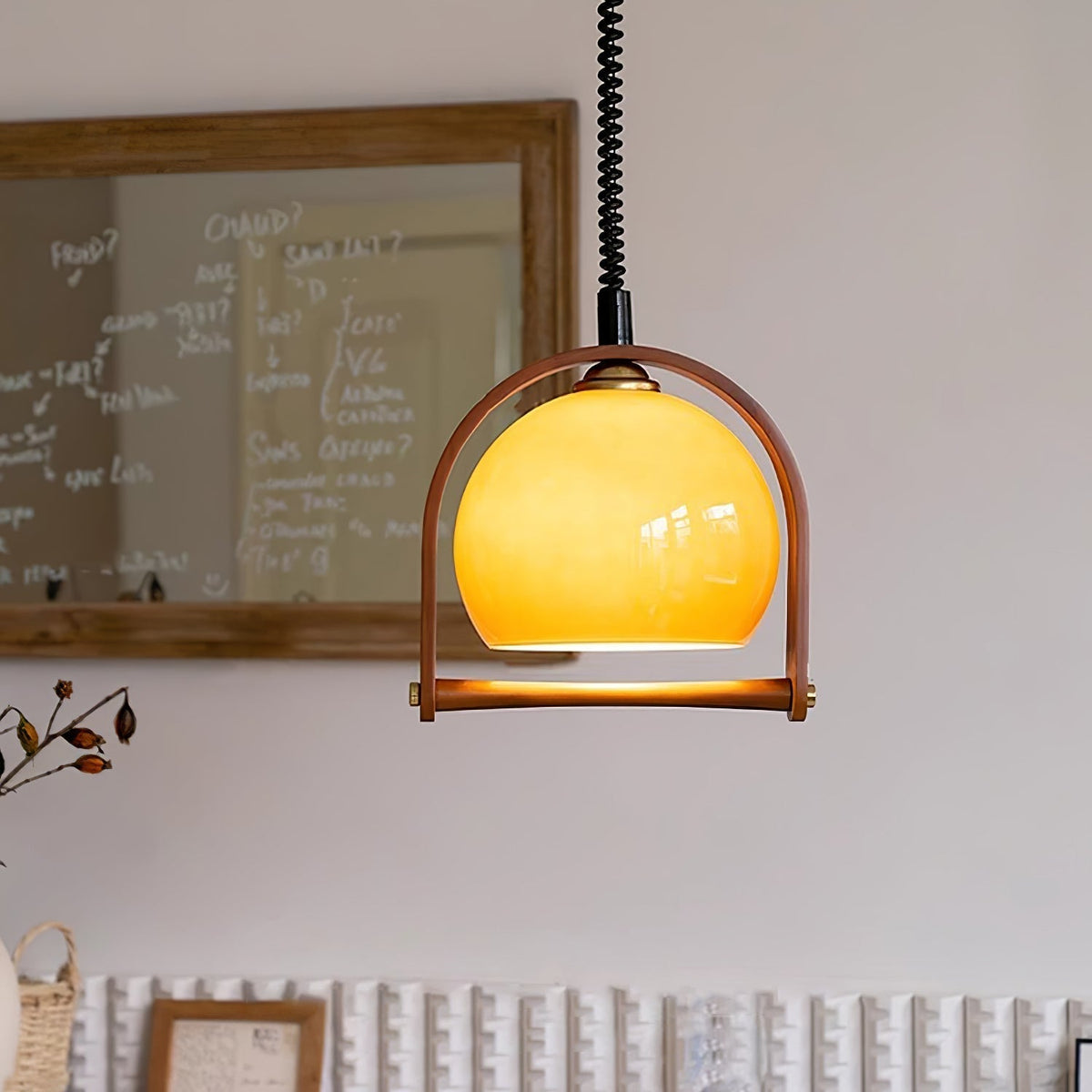 Cesilarae Premium Noordse kunst glas hout hanglamp
