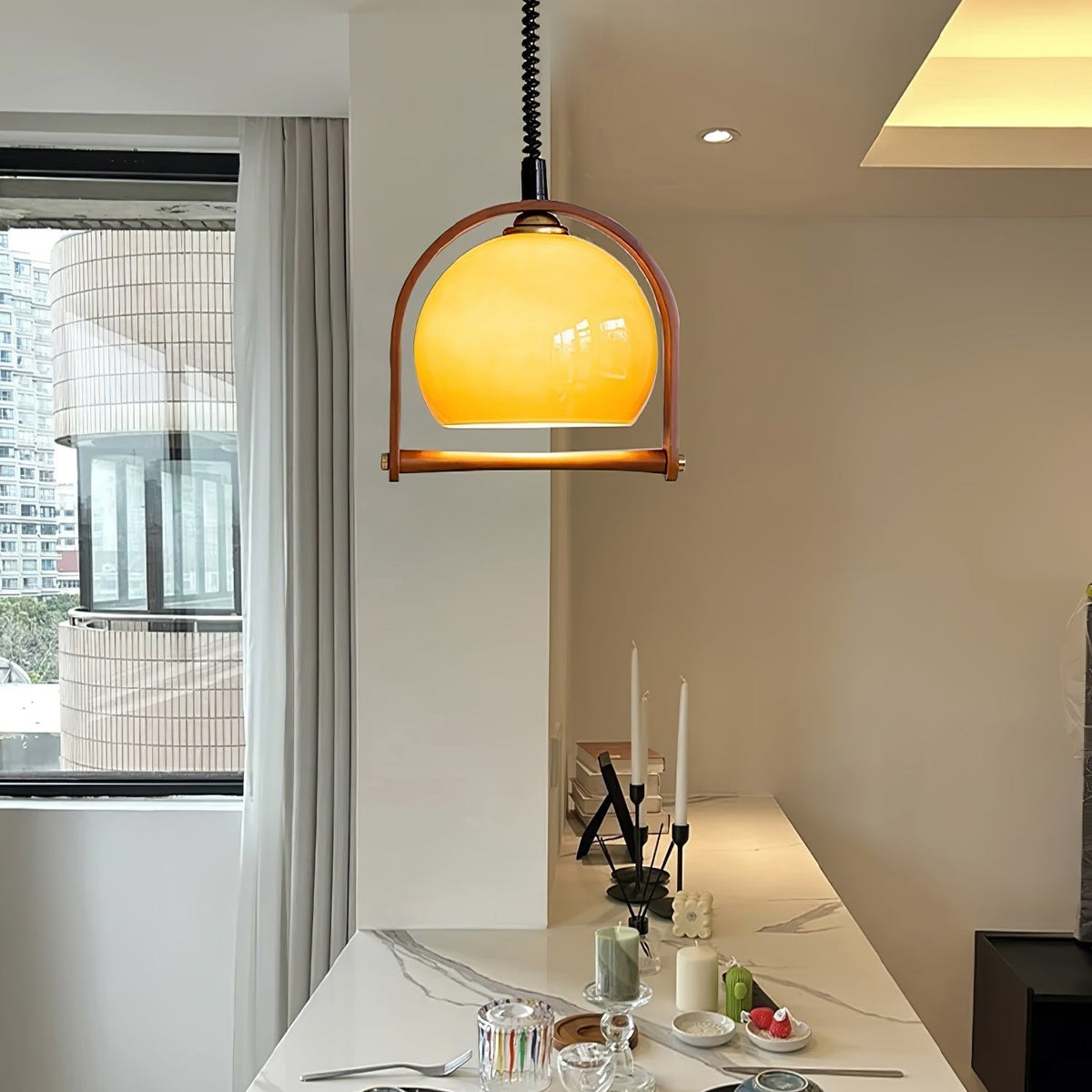 Cesilarae Premium Noordse kunst glas hout hanglamp