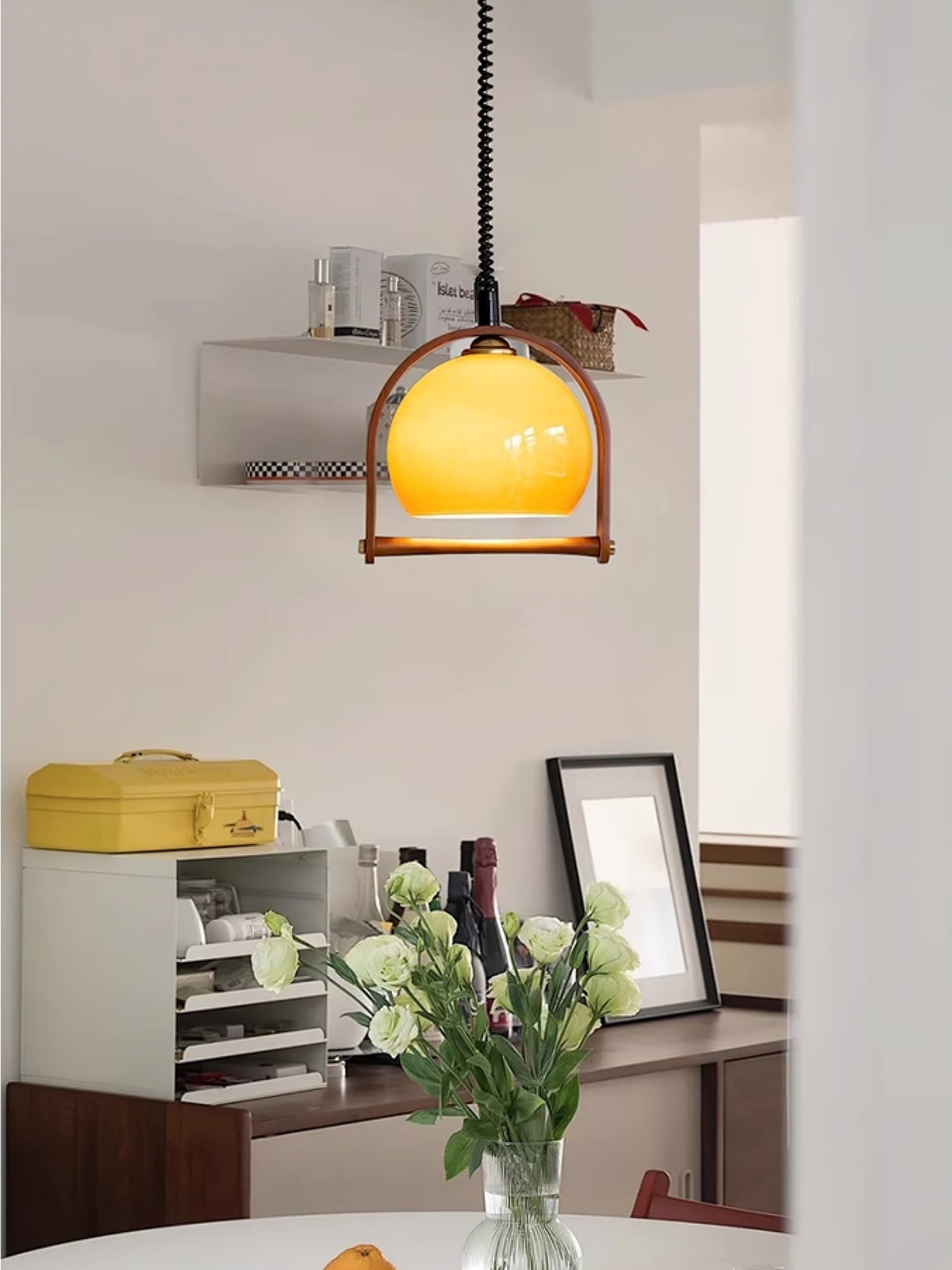 Cesilarae Premium Noordse kunst glas hout hanglamp