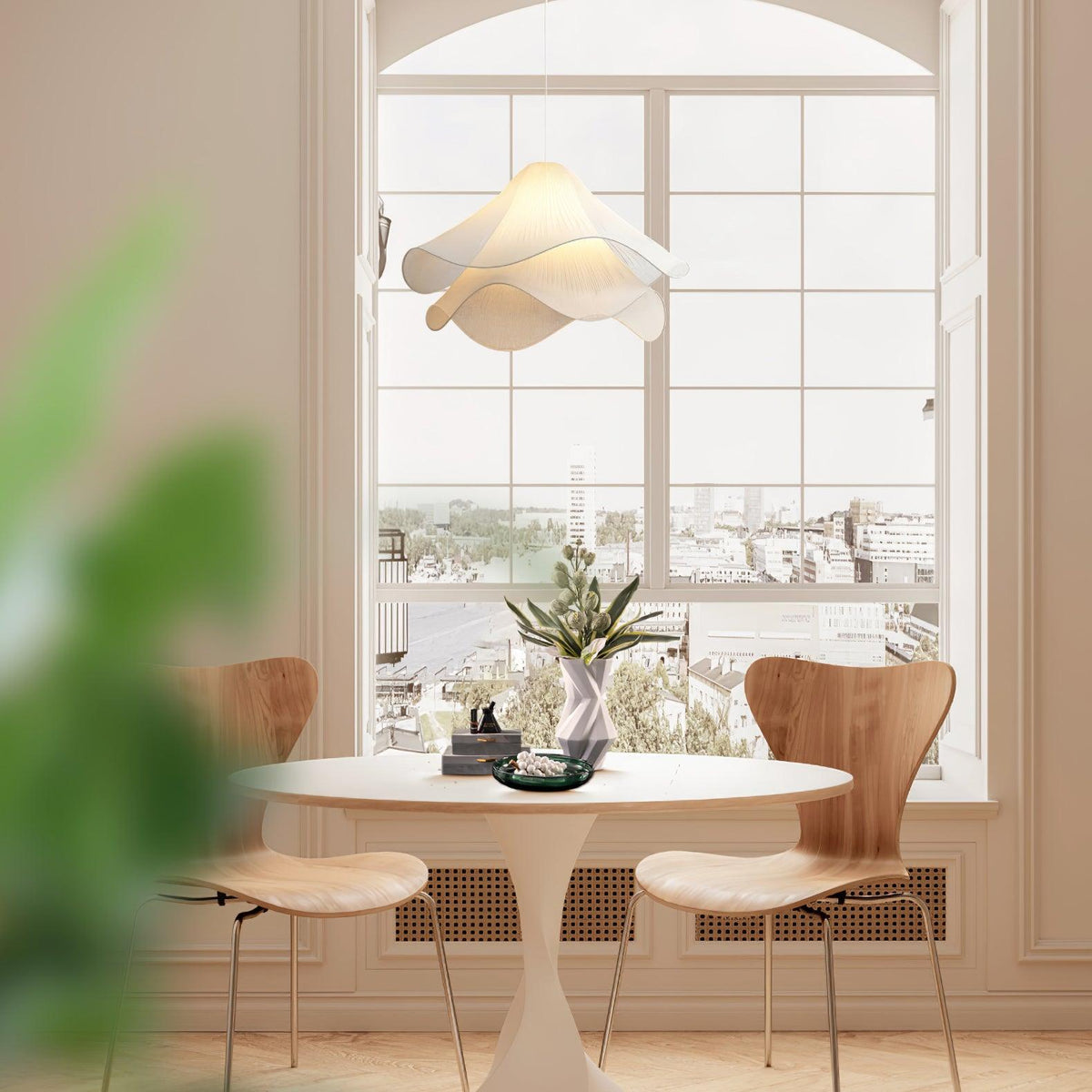 Cirirenne elegante bloemvormige stoffen hanglamp