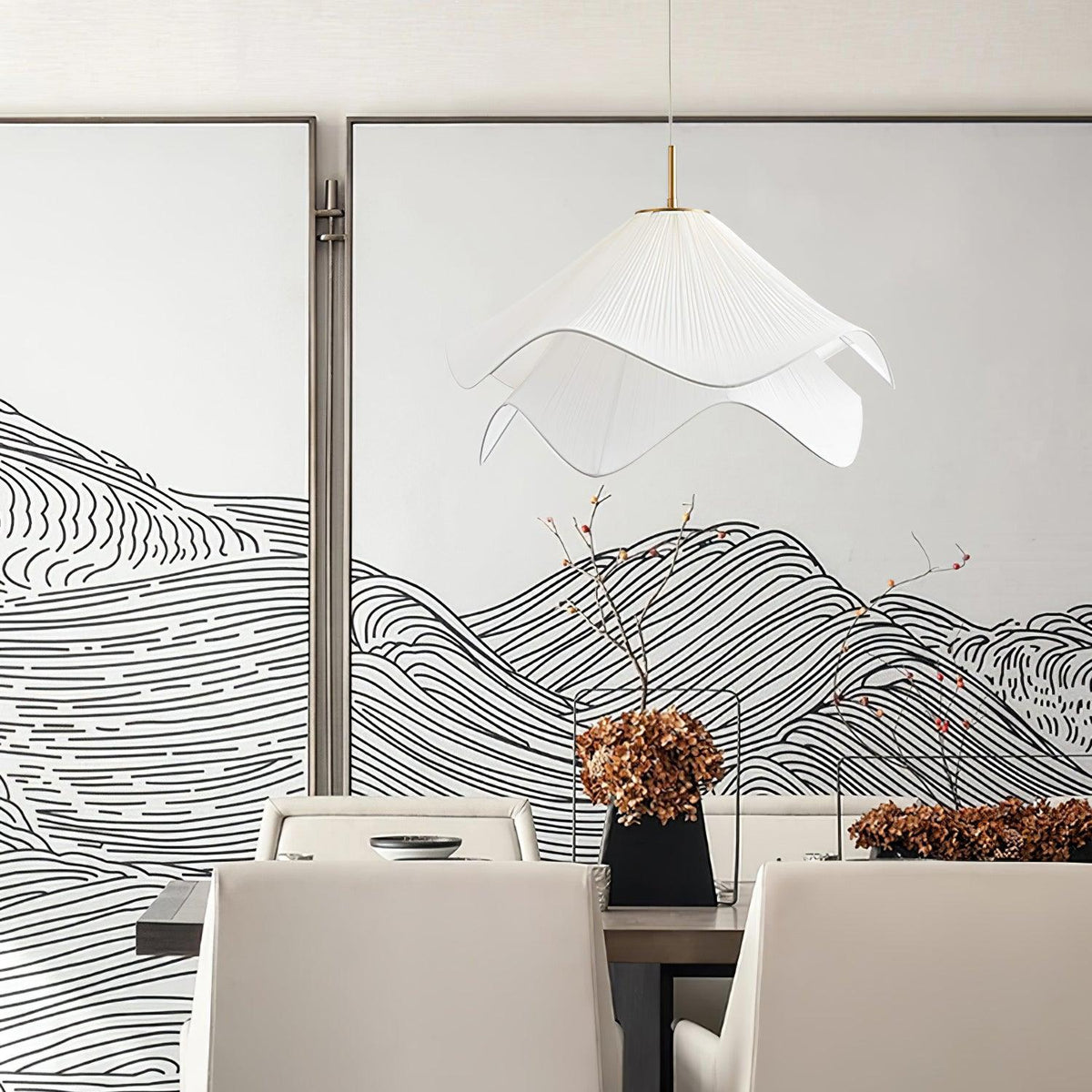 Cirirenne elegante bloemvormige stoffen hanglamp