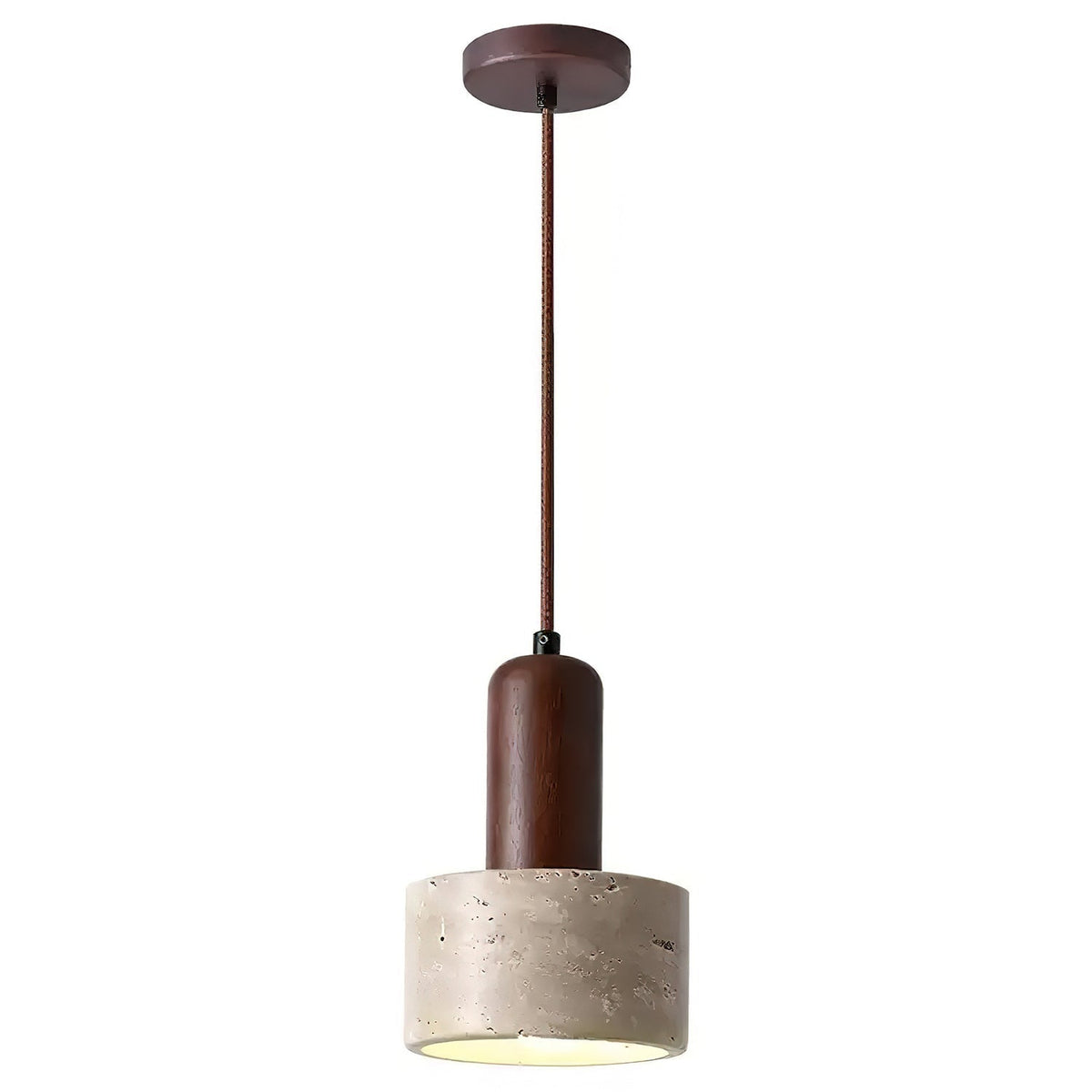Jlynis hanglamp van geel travertin en walnoothout