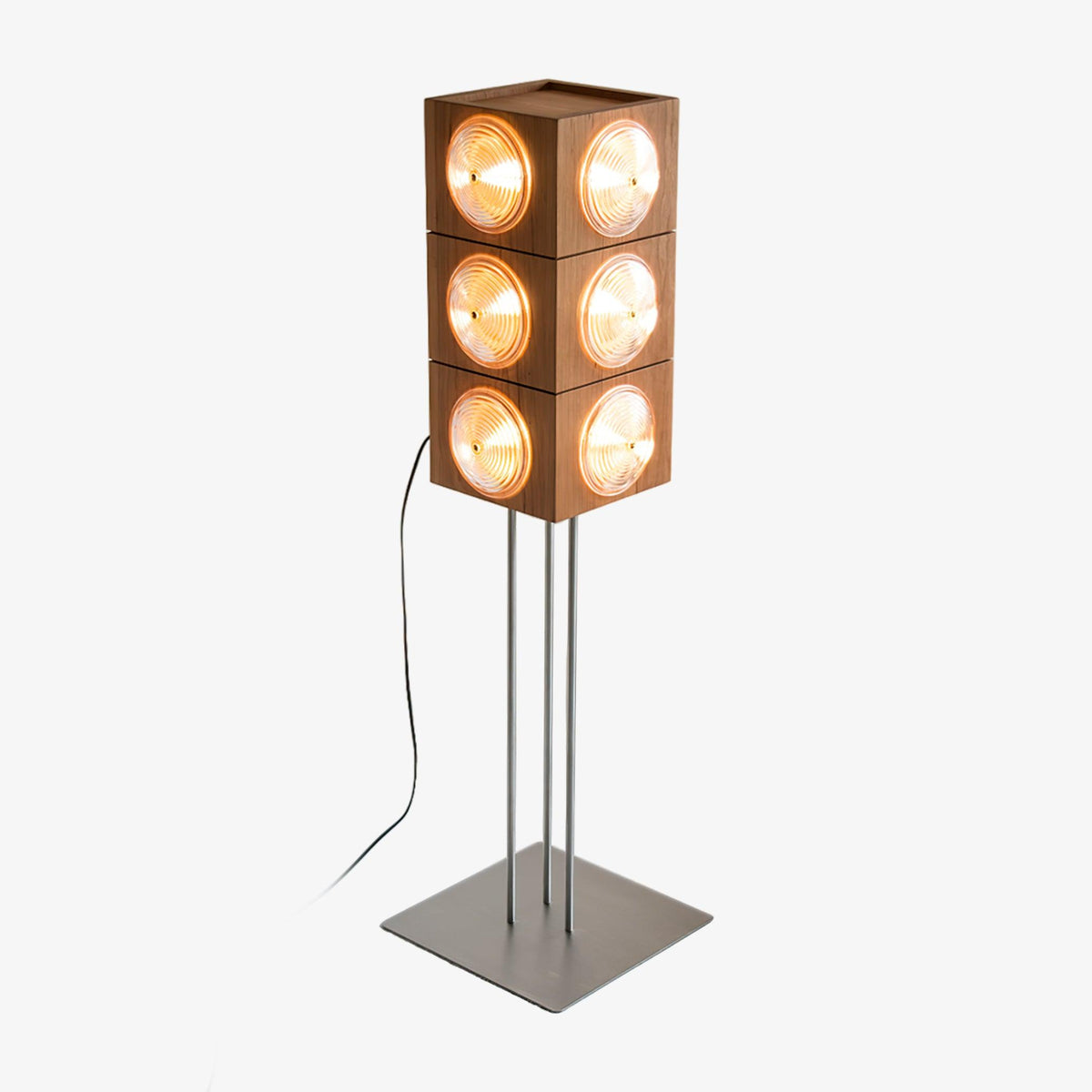 Avraearae modulaire vloerlamp van kersenhout