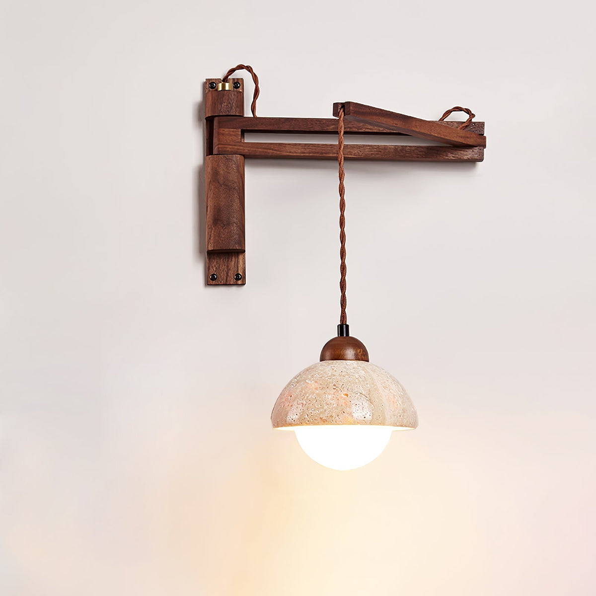 Noreenne travertin Swing Arm wandlamp met stekker
