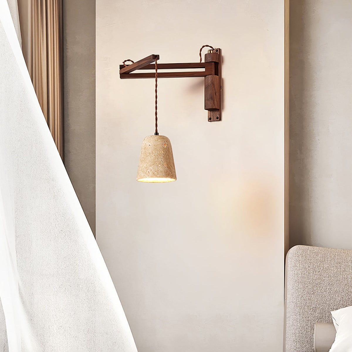 Noreenne travertin Swing Arm wandlamp met stekker