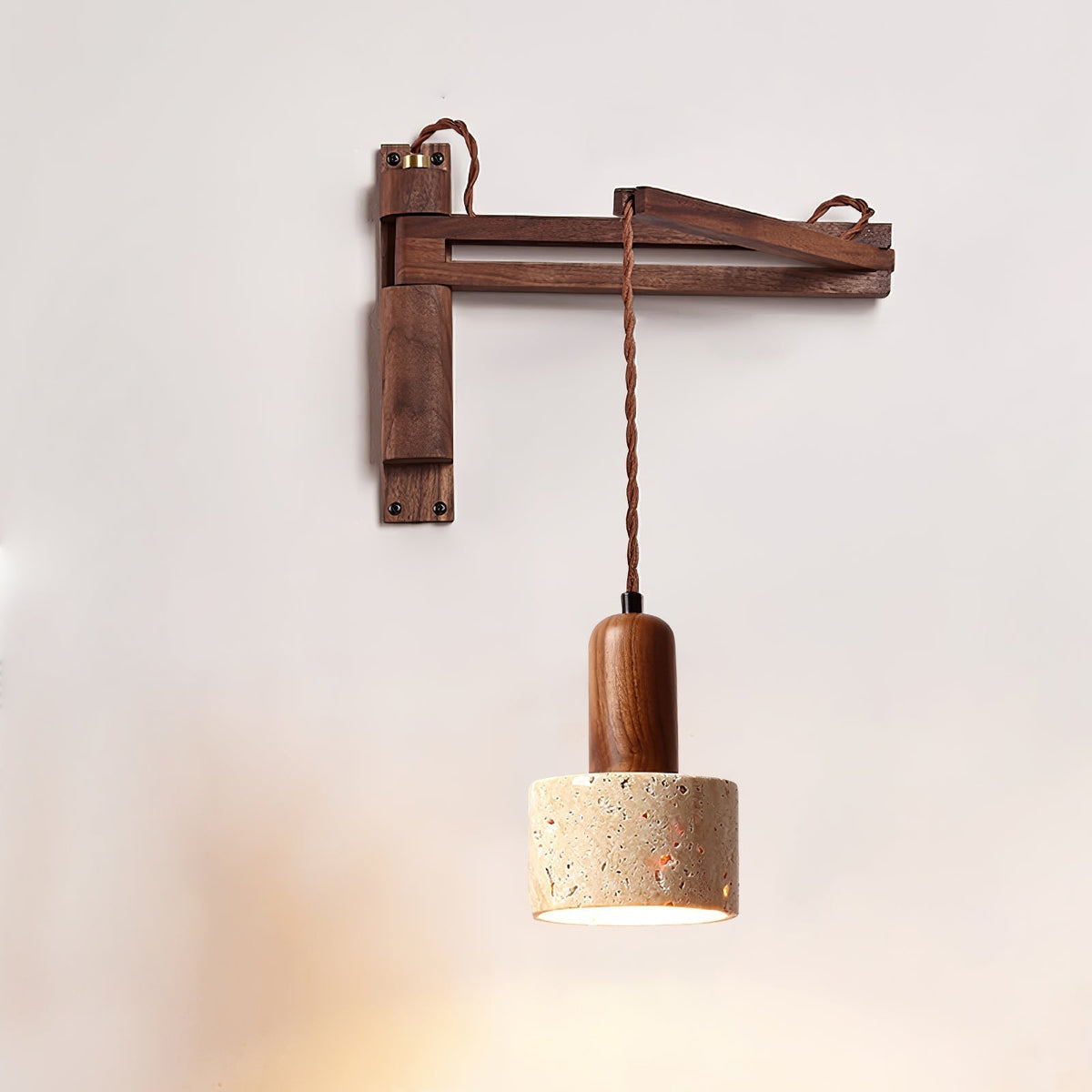 Noreenne travertin Swing Arm wandlamp met stekker