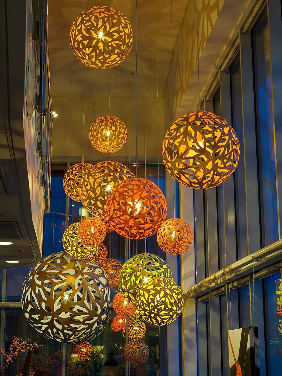 Rininia hanglamp geometrisch geweven hout