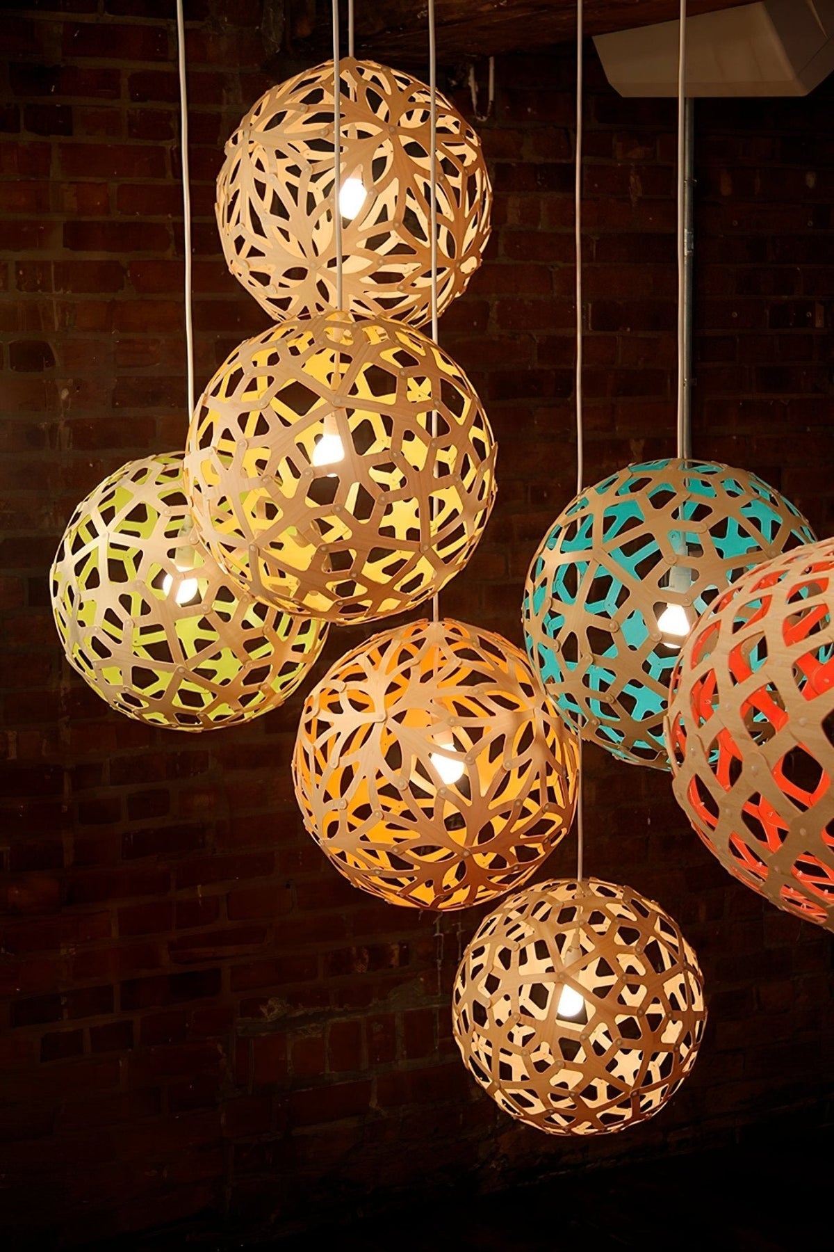 Rininia hanglamp geometrisch geweven hout
