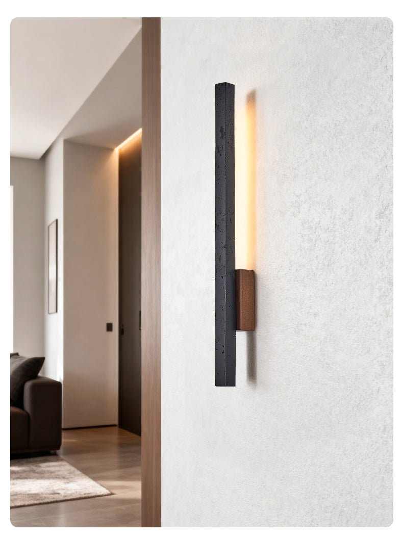 Juna Slim Zwart travertin Lineaire wandlamp