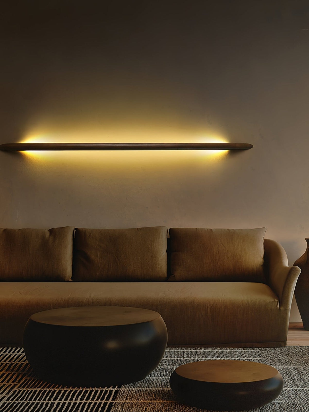 Evvinos Moderne minimalistische lineaire wandlamp van walnoot