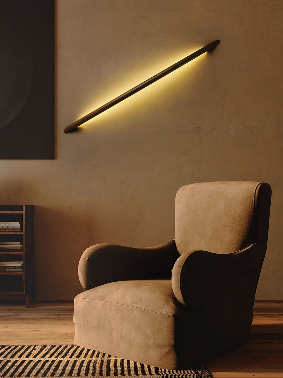 Evvinos Moderne minimalistische lineaire wandlamp van walnoot