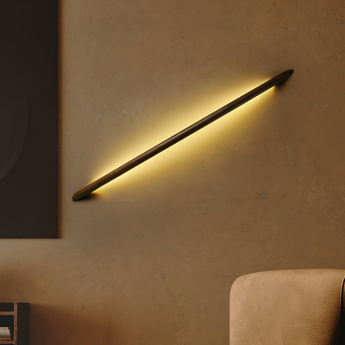 Evvinos Moderne minimalistische lineaire wandlamp van walnoot