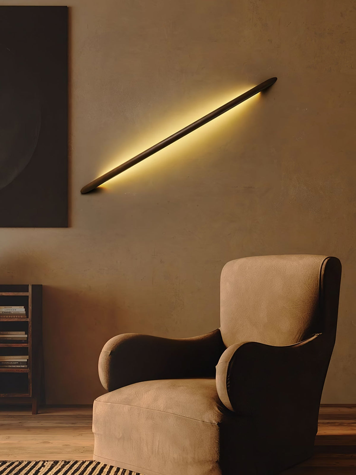 Evvinos Moderne minimalistische lineaire wandlamp van walnoot