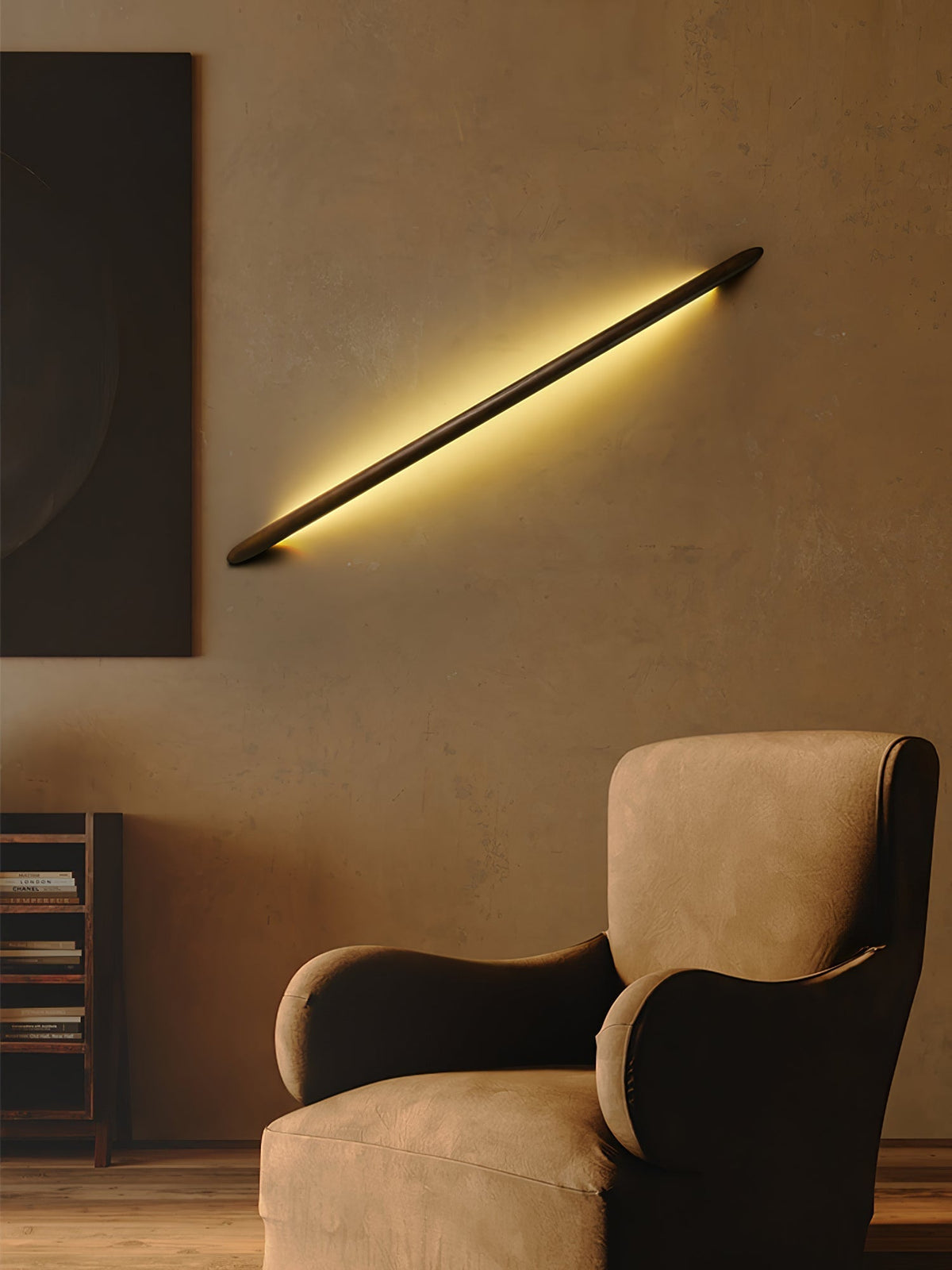 Evvinos Moderne minimalistische lineaire wandlamp van walnoot
