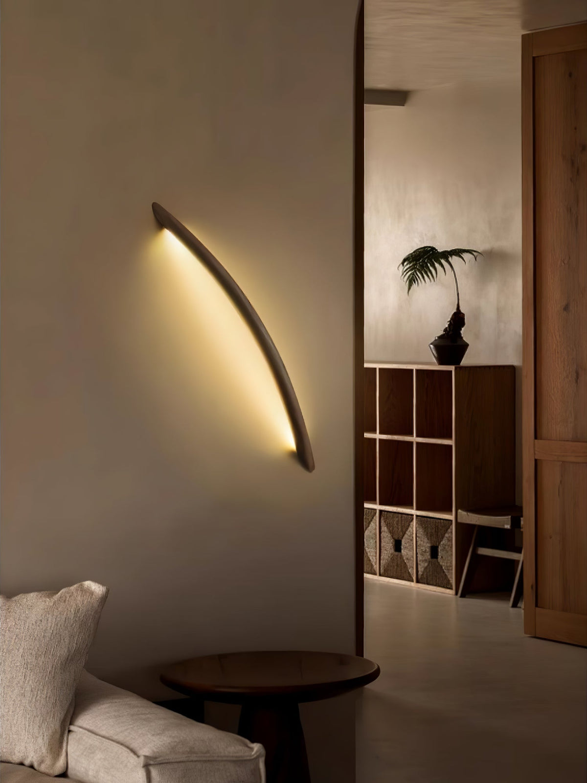 Evvinos Moderne minimalistische lineaire wandlamp van walnoot