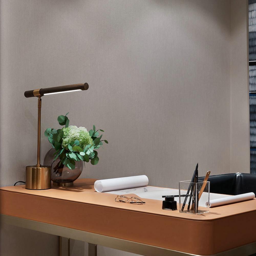 Elauine Minimalistische tafellamp met Lineair Houtaccent