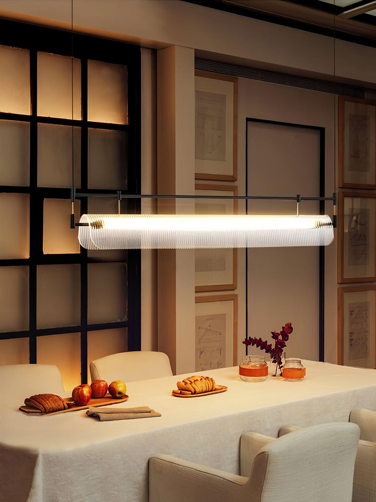 Meldo kroonluchter lineaire strook acryl lang