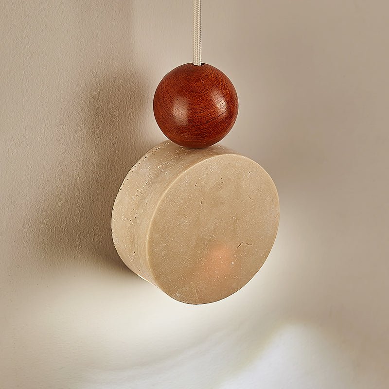 Opal hanglamp van geel travertin