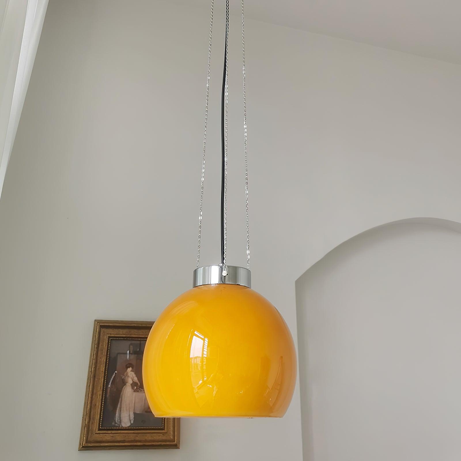 Hailie Design Bol LED Hanglamp Metaal/Glas Geel Slaapkamer/Woonkamer/Eetkamer