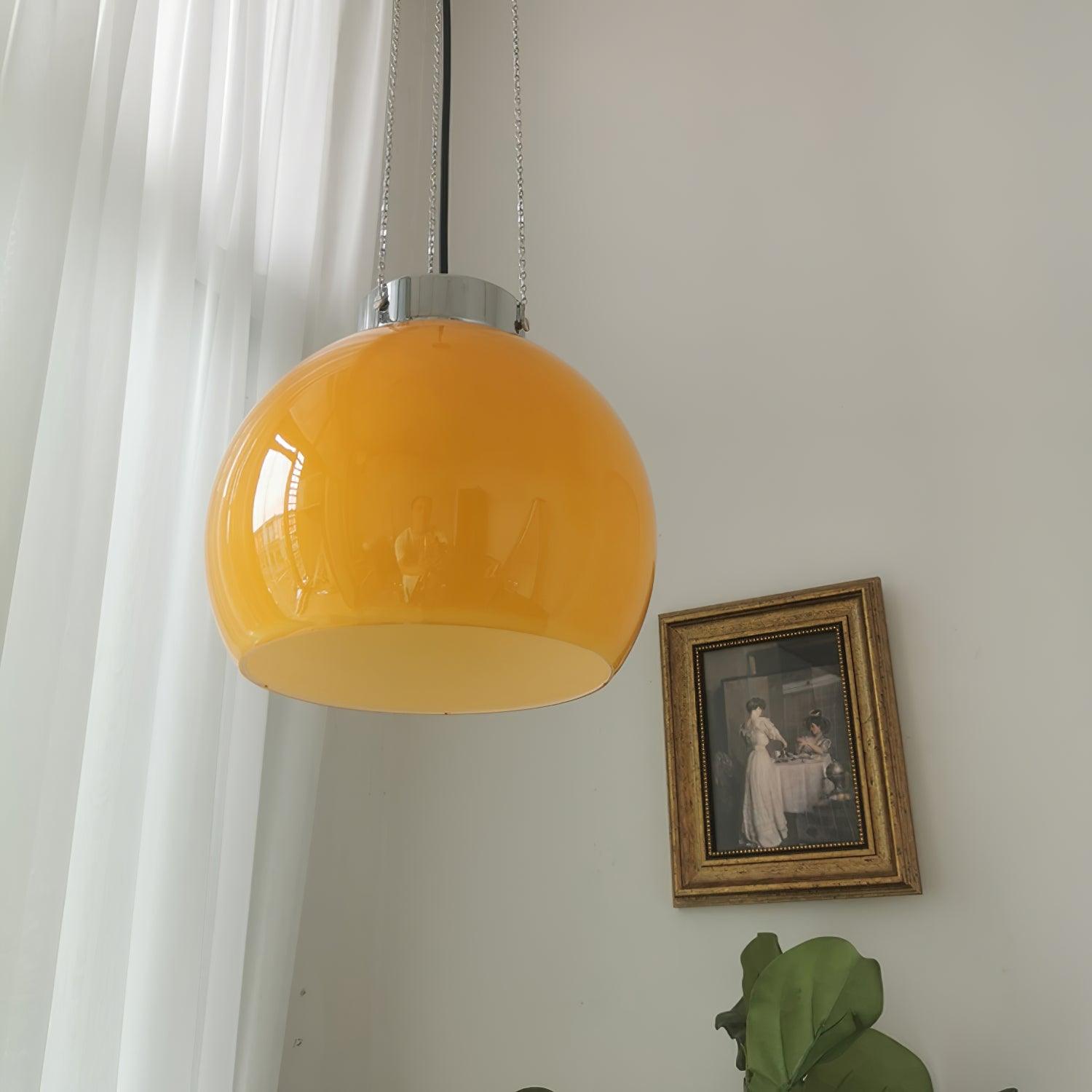 Hailie Design Bol LED Hanglamp Metaal/Glas Geel Slaapkamer/Woonkamer/Eetkamer