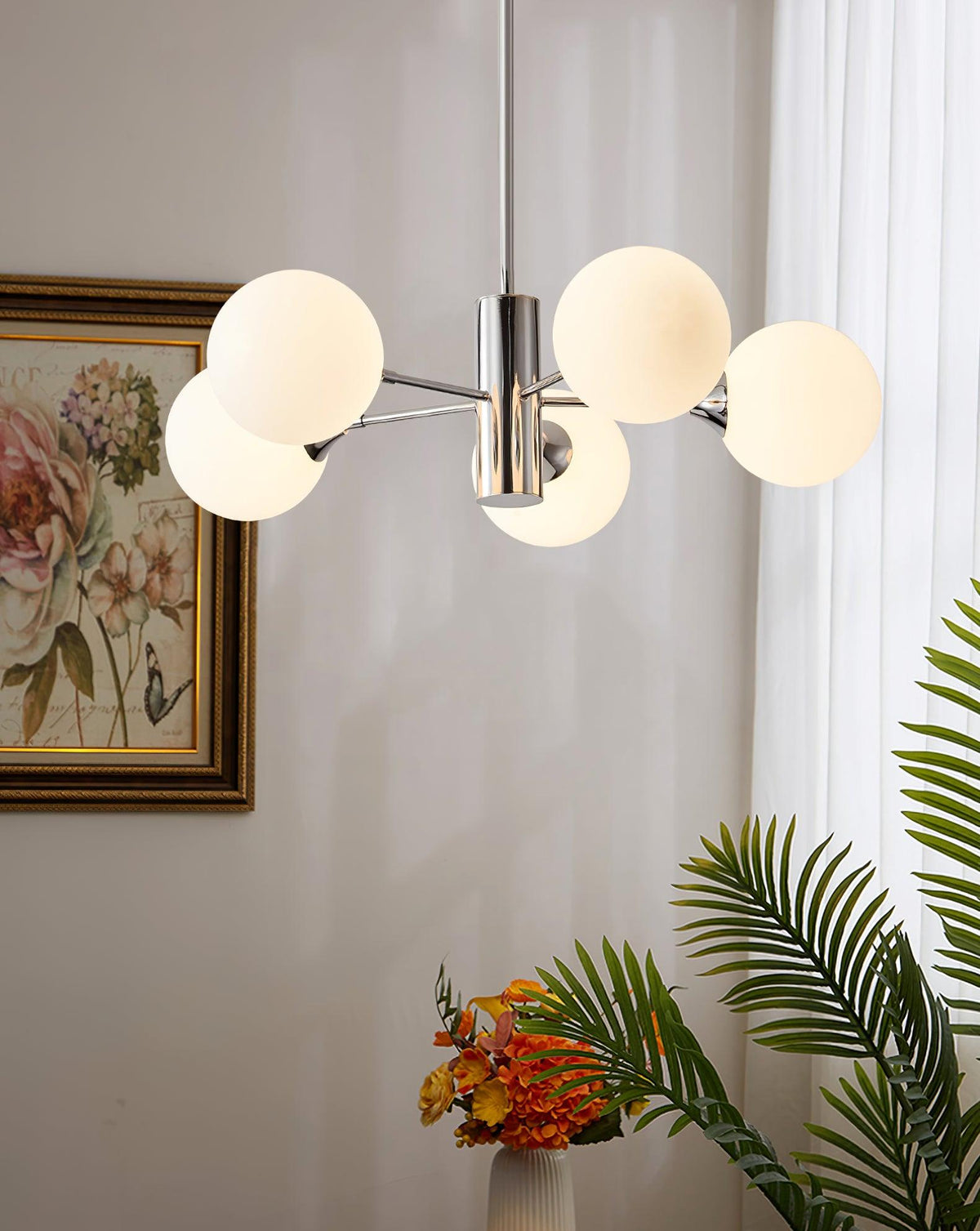 Eirivaria Kroonluchter chroom glas bollen