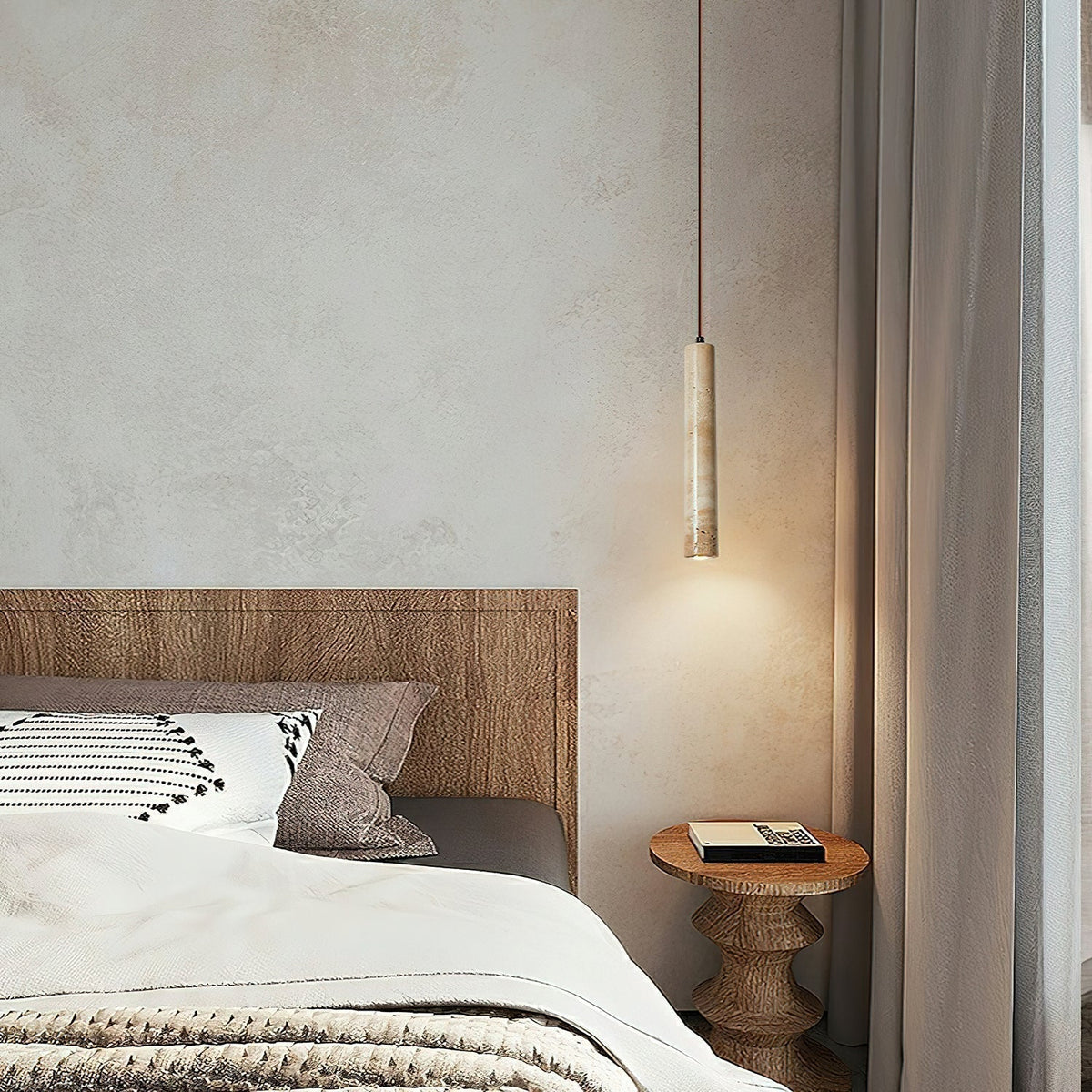 Sular cilindrische hanglamp van geel travertin