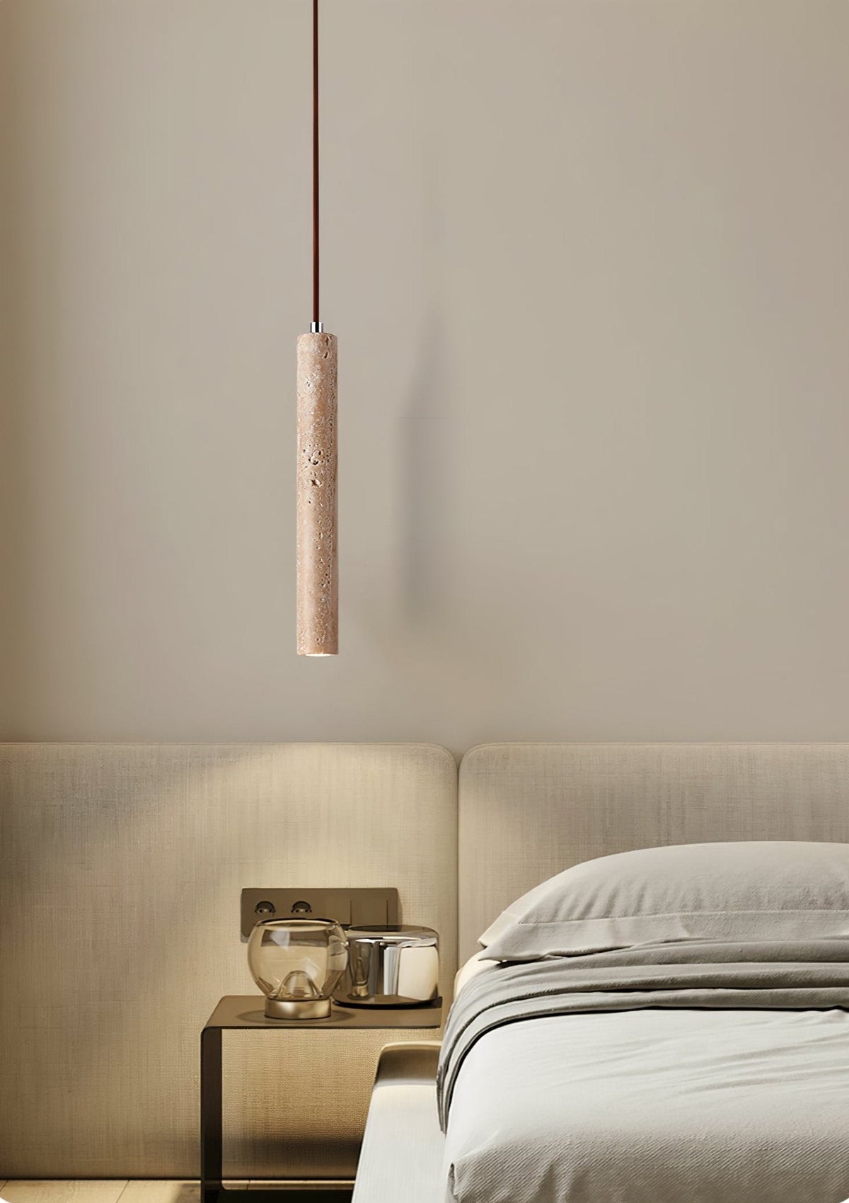 Sular cilindrische hanglamp van geel travertin