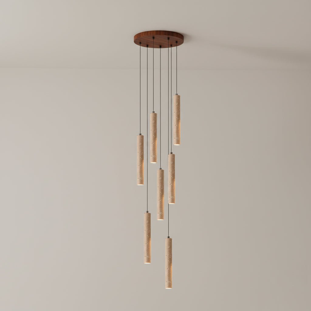 Sular cilindrische hanglamp van geel travertin