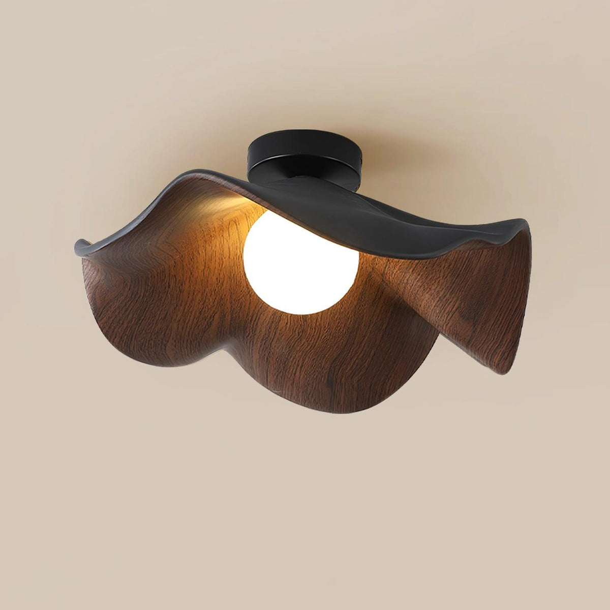 Belenor plafondlamp Lotus Leaf met witte afwerking en hout