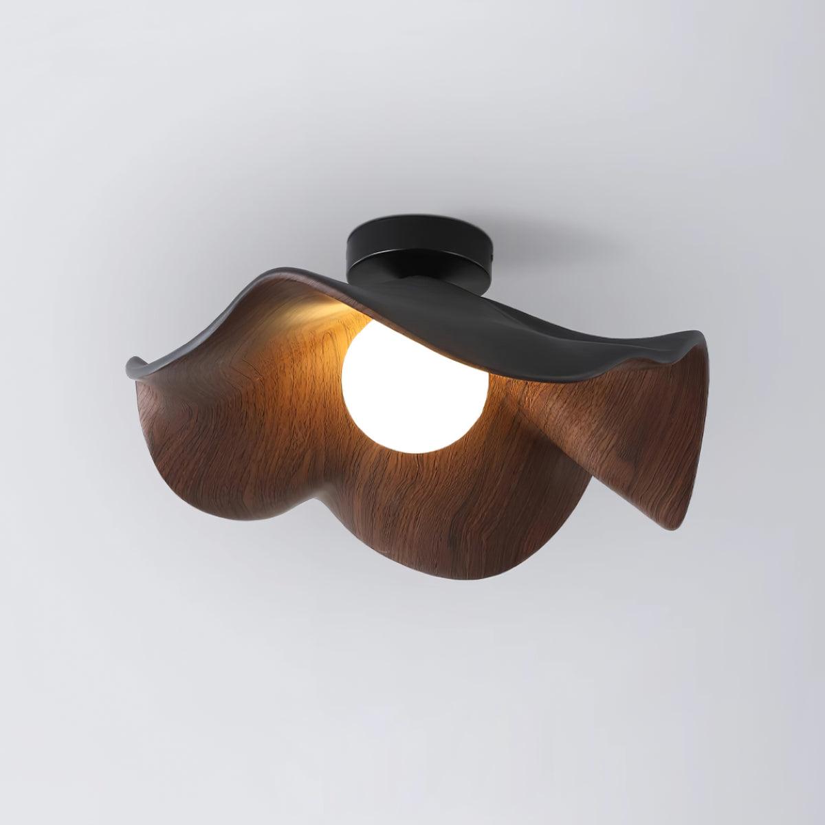 Belenor plafondlamp Lotus Leaf met witte afwerking en hout