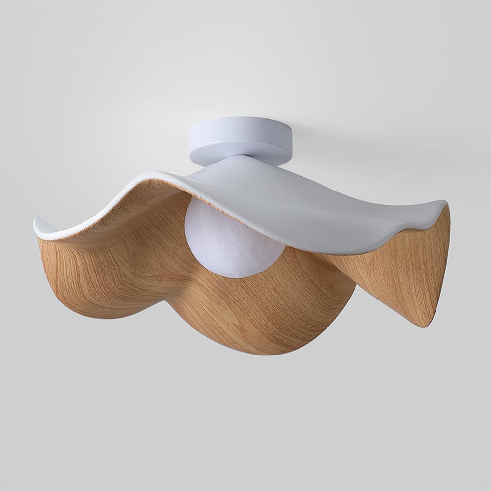 Belenor plafondlamp Lotus Leaf met witte afwerking en hout