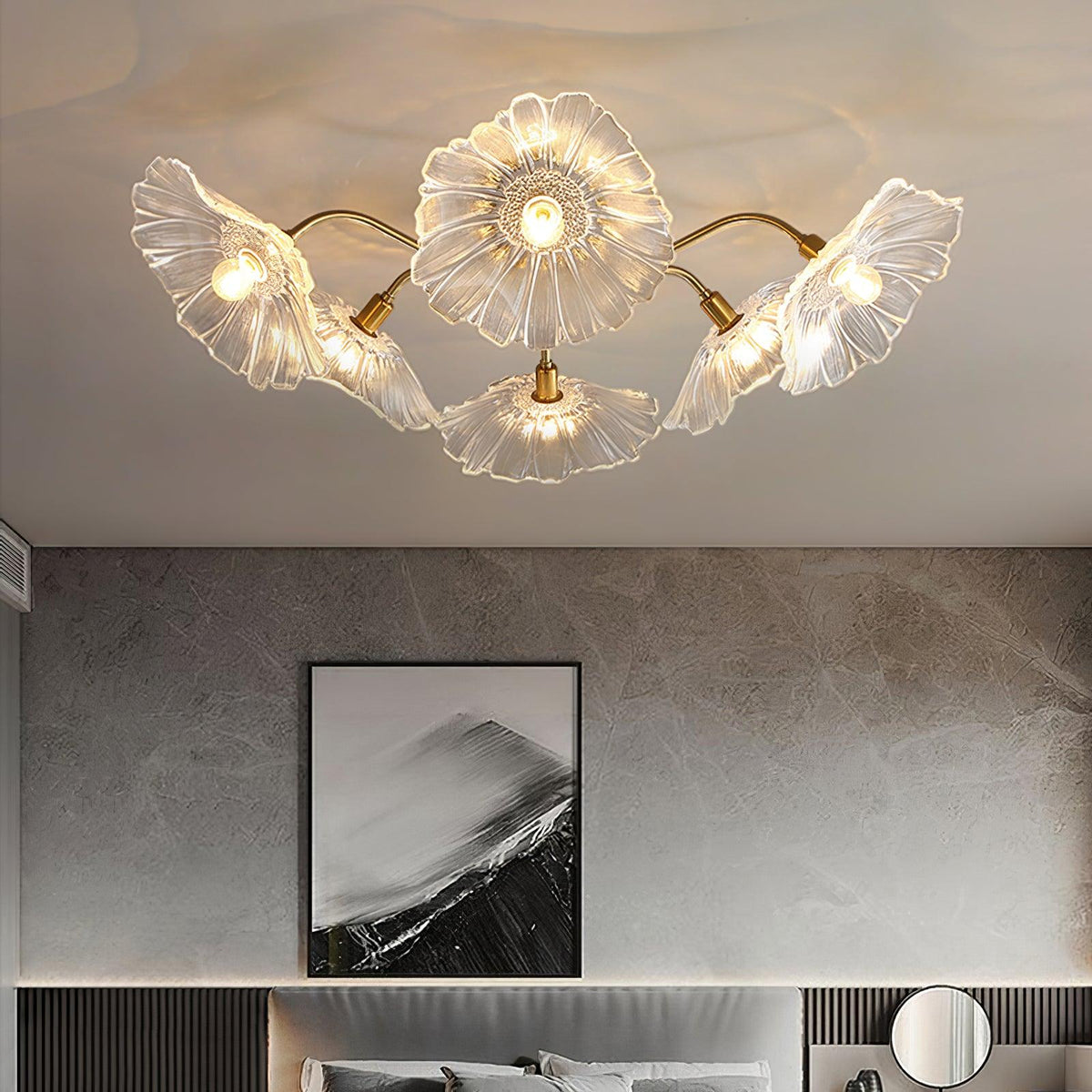 Lioruina messing plafondlamp van glas met bladglas en goudkleurige afwerking