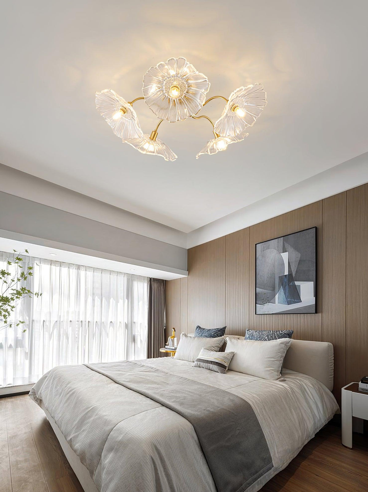 Lioruina messing plafondlamp van glas met bladglas en goudkleurige afwerking