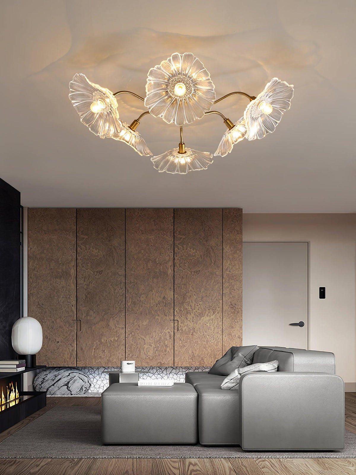 Lioruina messing plafondlamp van glas met bladglas en goudkleurige afwerking