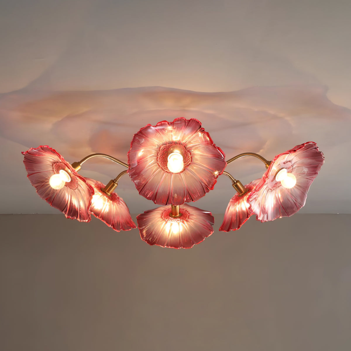 Lioruina messing plafondlamp van glas met bladglas en goudkleurige afwerking