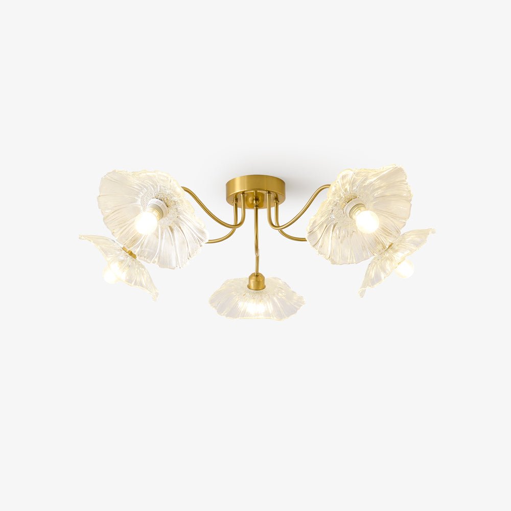 Lioruina messing plafondlamp van glas met bladglas en goudkleurige afwerking