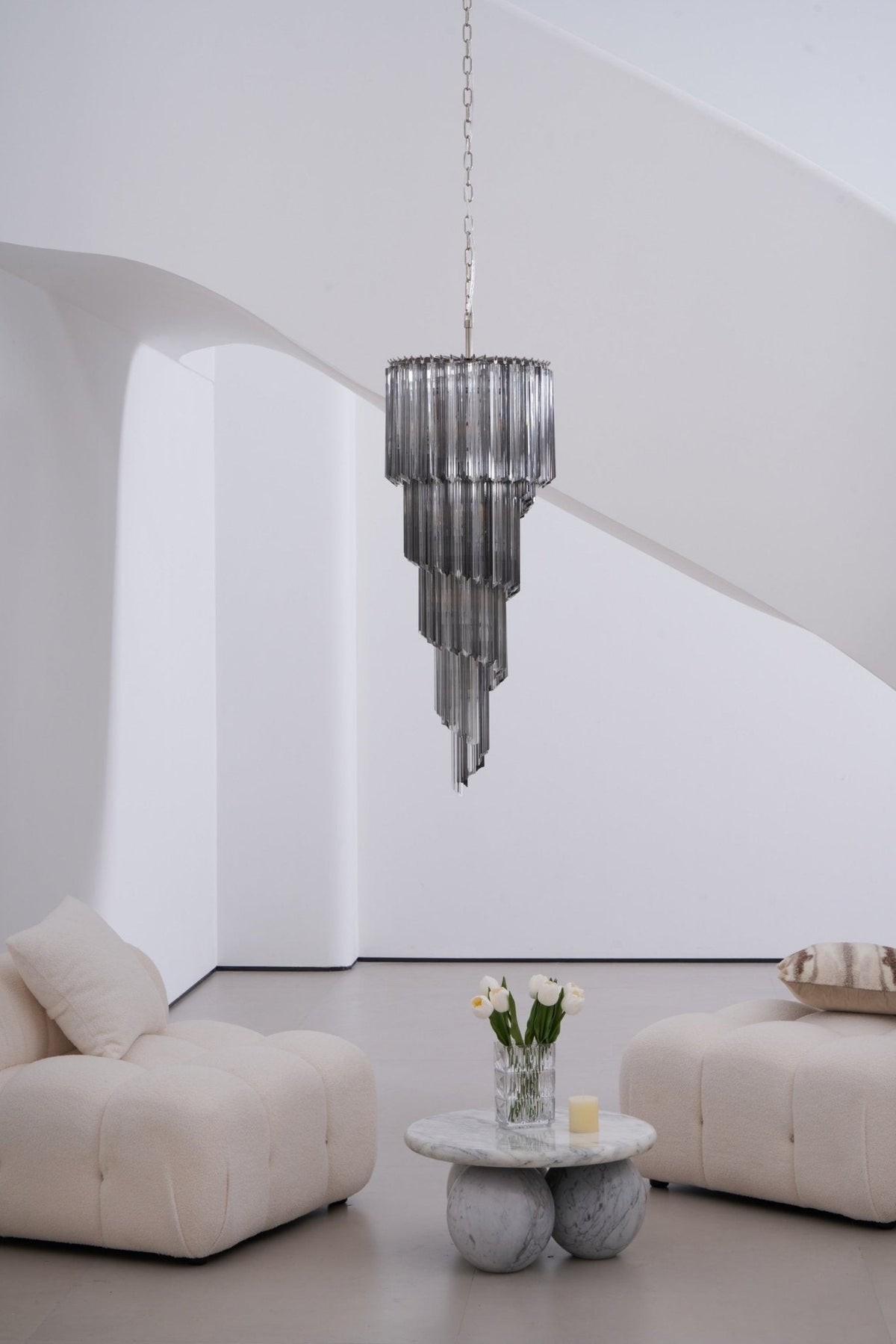 Velarella kroonluchter rookglas spiraal