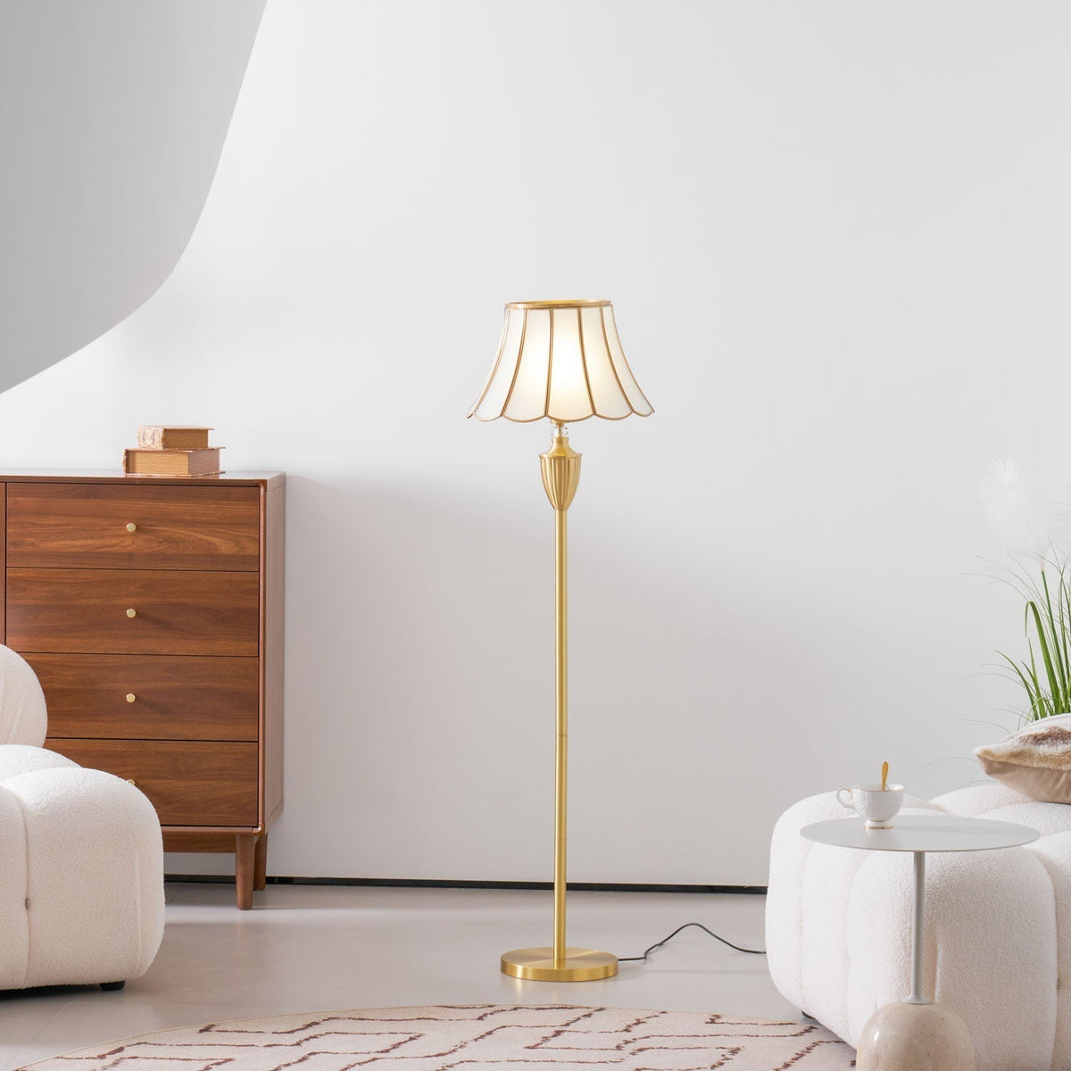 Caselette messing vloerlamp