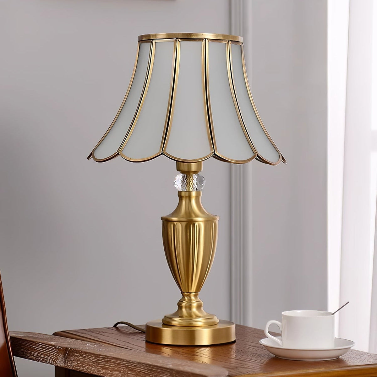 Valencia messing en glas vintage tafellamp