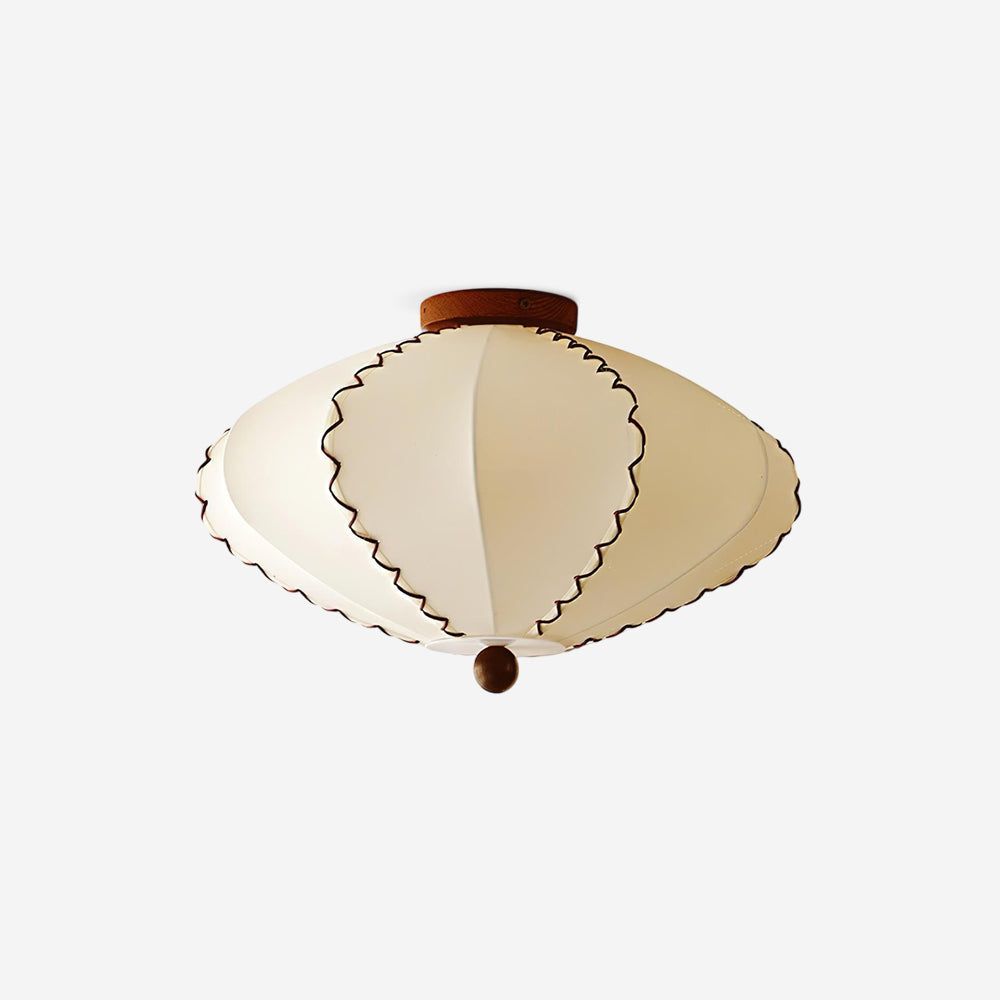 Colette plafondlamp van walnoothout en beige stof