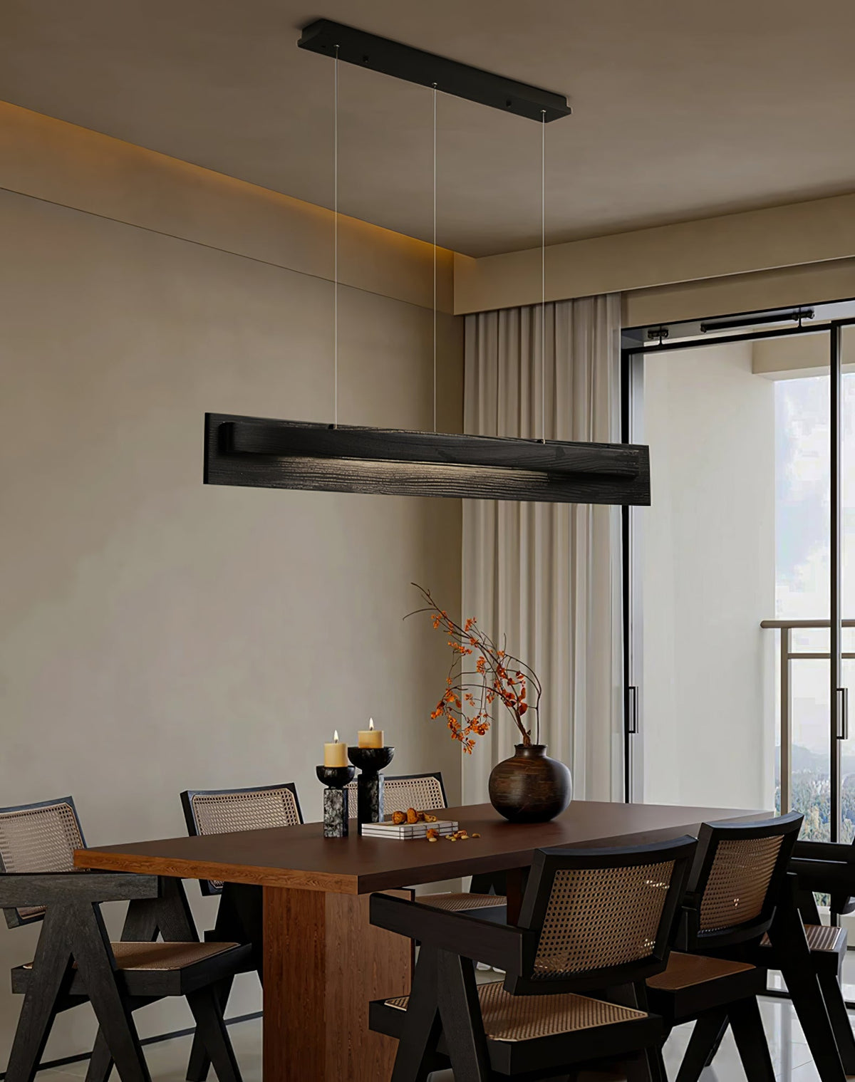 Zaraeyra Minimalistische hanglamp van walnoothout