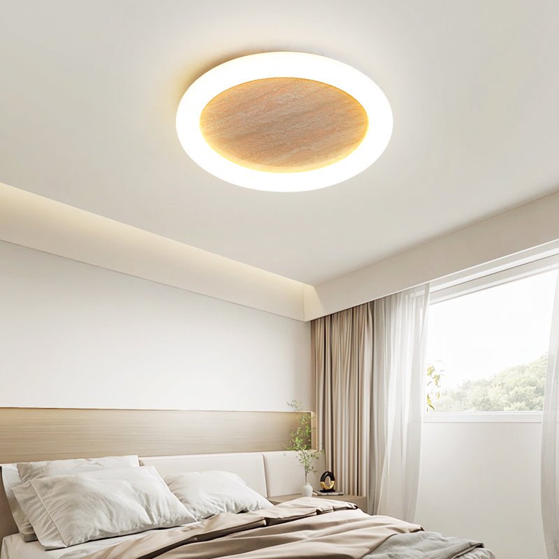 Kaia Minimal Geel travertin plafondlamp
