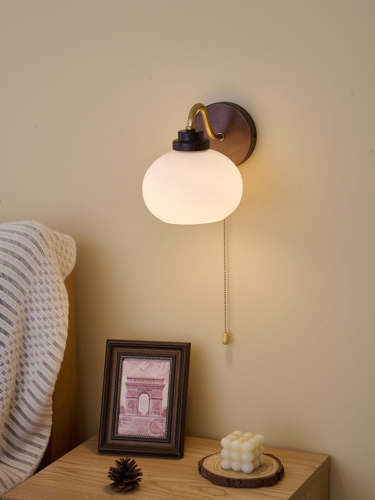 Syleella Premium Noordse kunst Kapelglas houten wandlamp van glas