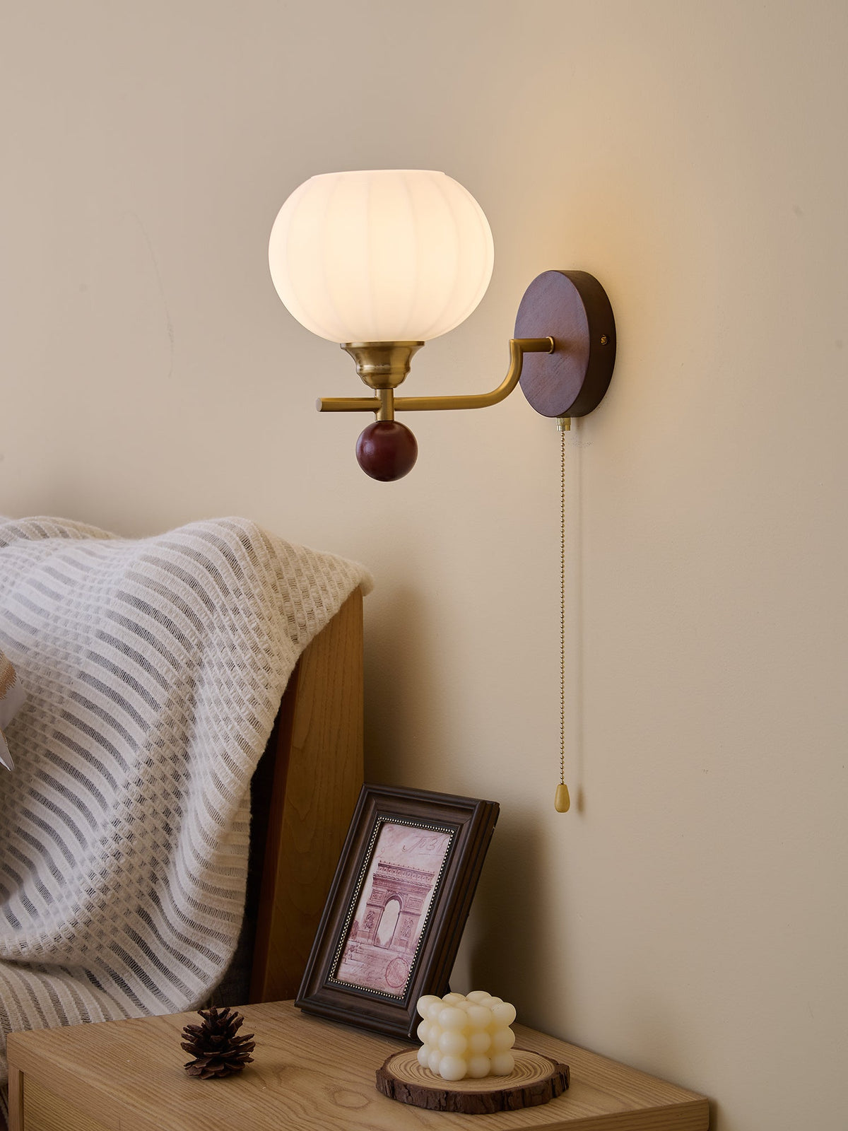 Syleella Premium Noordse kunst Kapelglas houten wandlamp van glas
