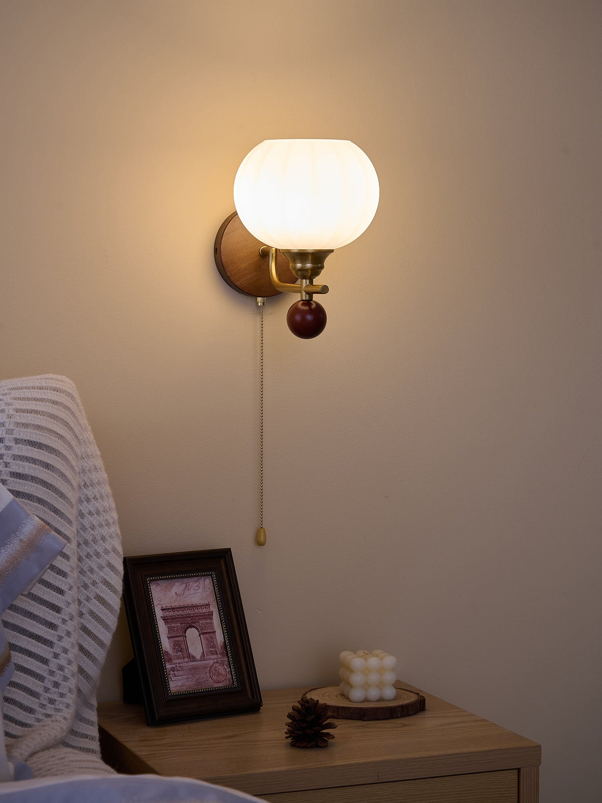 Syleella Premium Noordse kunst Kapelglas houten wandlamp van glas