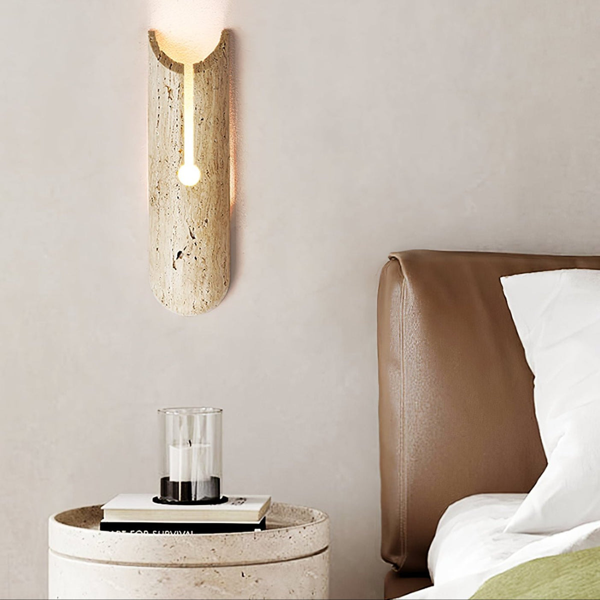 Norerette Rustic Geel travertin wandlamp